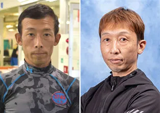 今坂聡佑訓練生の父、今坂勝広さんと叔父の今坂晃広選手。第134期生ボートレーサー養成所入所式。