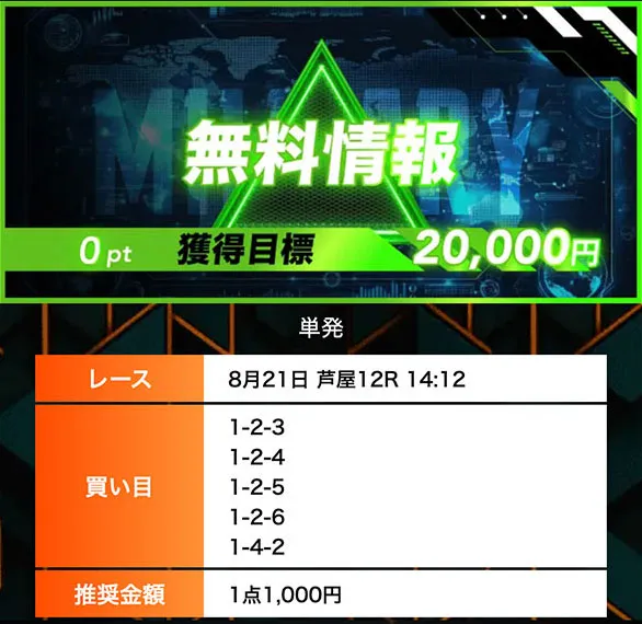 ボートミリタリー(BOAT MILITARY) 優良競艇予想サイト・悪徳競艇予想サイトの口コミ検証や無料情報の予想結果も公開中 2025年8月21日 無料情報買い目